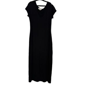 Black Mid Thigh Length Dress Double Layer